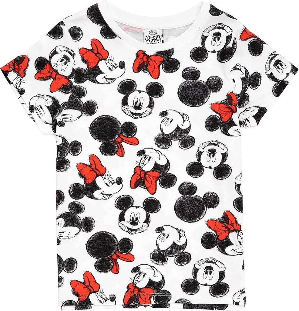 Disney - T-Shirt Rundum bedruckt für Mädchen NS6704 (128) (Weiß/Schwarz/Rot)