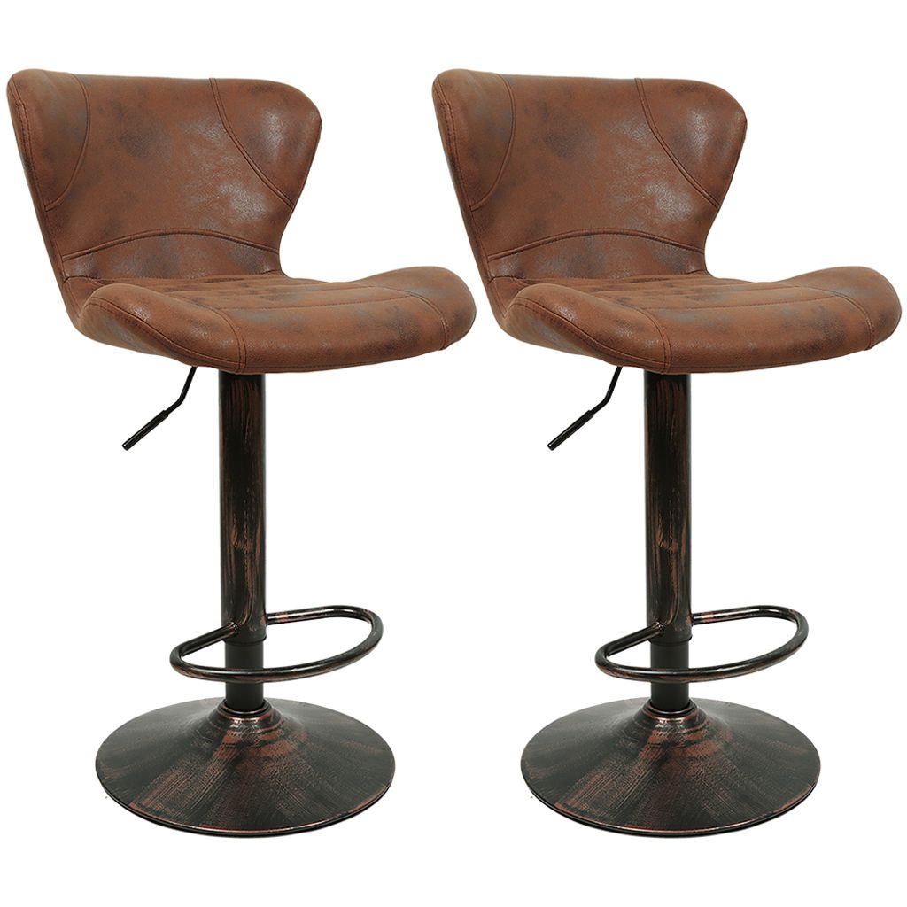 lot de 2 tabourets de bar rétro Chaise de bistrot réglable Image du produit 