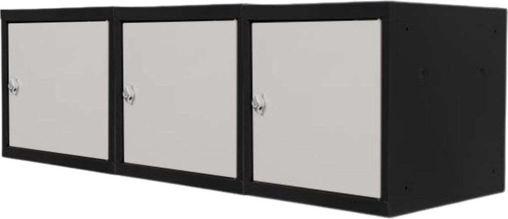 Mega Deal | 3x Schließfachwürfel Blocky mit Drehriegelschloss für Vorhängeschloss | HxBxT 40x40x40cm | Anthrazit/Lichtgrau