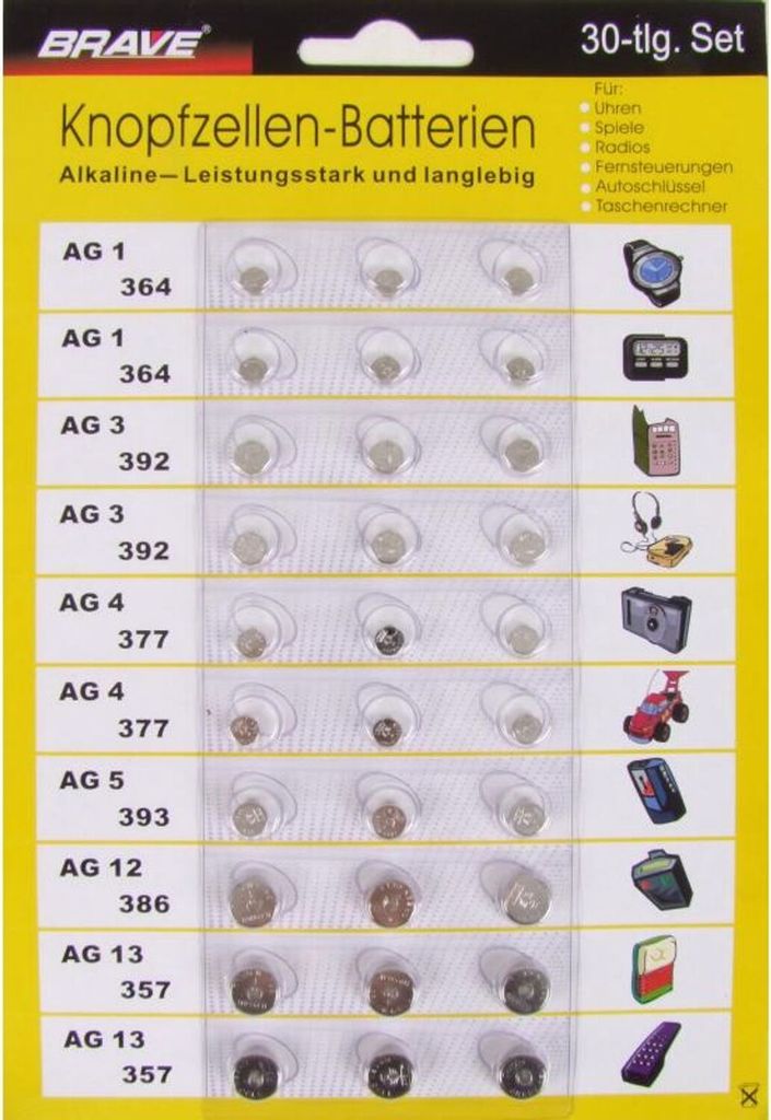 24x 30er-Set Knopfzellen-Batterien verschiedene Größen Ersatz 720 Stück