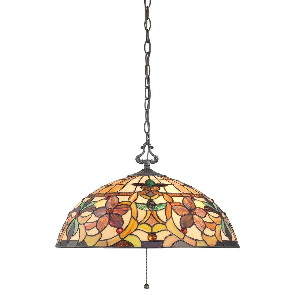 Suspension Tiffany 50,8 cm métal et verre pour sublimer un salon sombre
