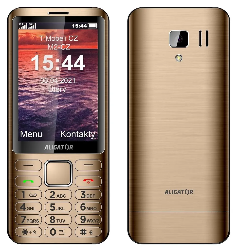 Aligator D950 Téléphone à Grande Autonomie et Clavier Très Lisible Or