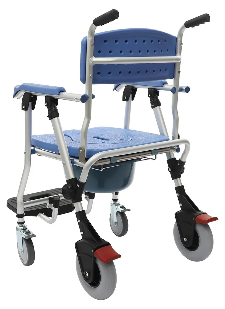 Chaise de toilettes pliable et imperméable à roues - Assise rigide