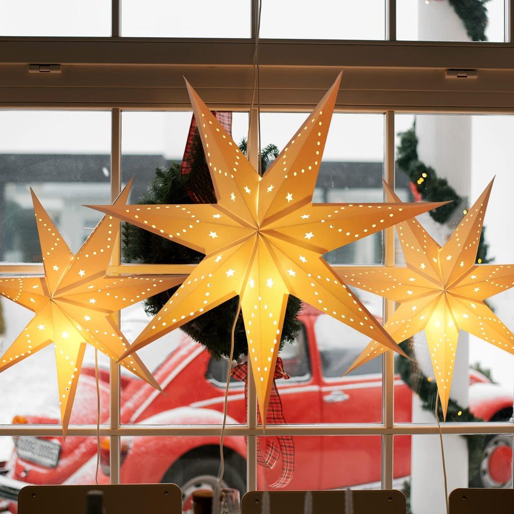 Salcar LED kerstster 75 cm, 3D papieren ster, verlichting, Productafbeelding 