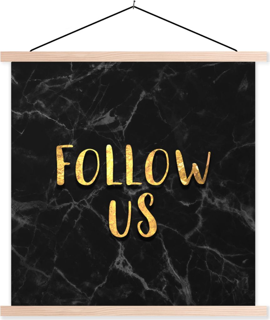 MuchoWow Textilposter Instagram - Soziale Medien - Gold - Marmor 40x40 cm mit holzfarbenen Rahmen - Posterleiste