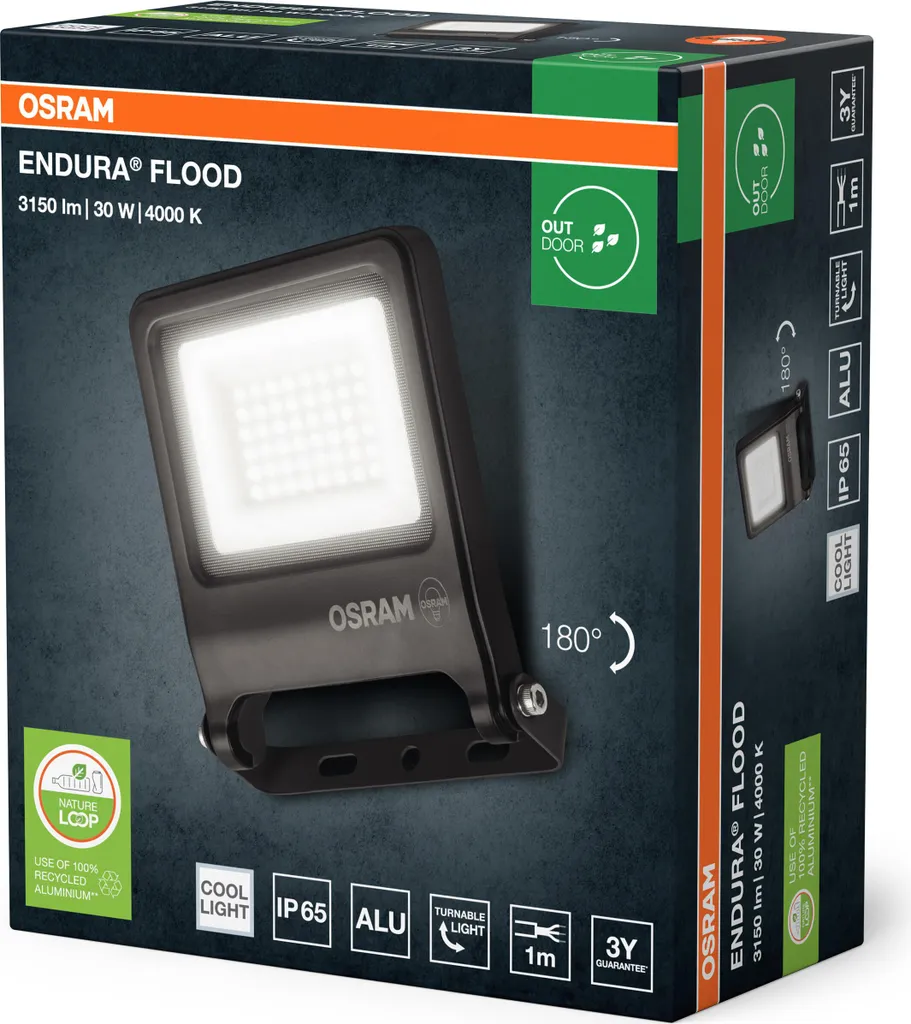 Solution Éclairage Extérieur Puissant 30W OSRAM Projecteur LED Économe IP65