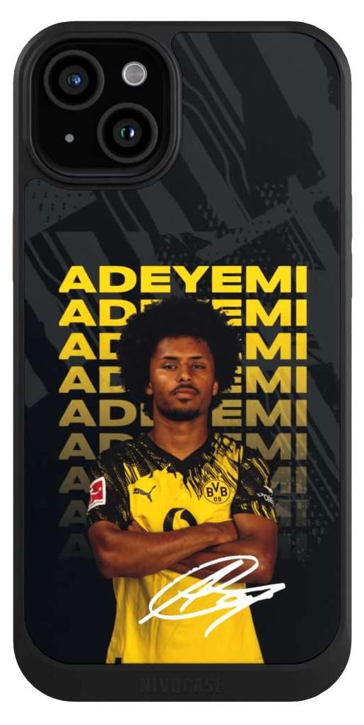 NIVOCASE Hülle für Apple iPhone 15 Plus Handyhülle NIVOcore Case Schwarz BVB Borussia Dortmund Karim Adeyemi