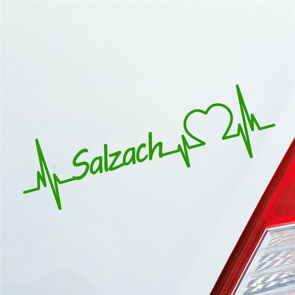 Auto Aufkleber Salzach Herz Puls Fluss River Wasser Water Liebe Love 19x6 cm Hellgrün Sticker Heckscheibenaufkleber