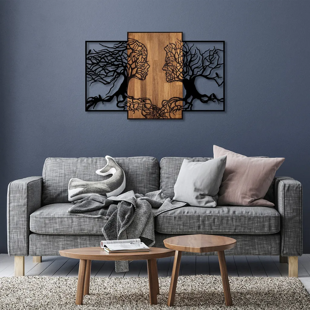 Décoration Murale pour Salon Moderne - Arbre en Métal Noir 125x79 cm