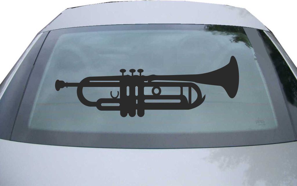 Indigos UG - Aufkleber Heckscheibe & Motorklappe DE2318 - schwarz - 600x200 mm - Trompete - Auto Scheiben Fenster Heckklappe Tuning Racing JDM - Di...