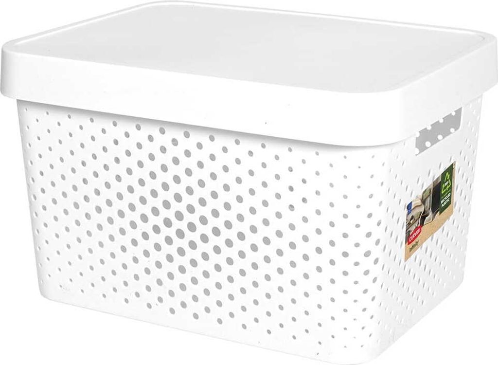Úložný box Infinity s vekom biely bodky 17 l Obrázok produktu 10