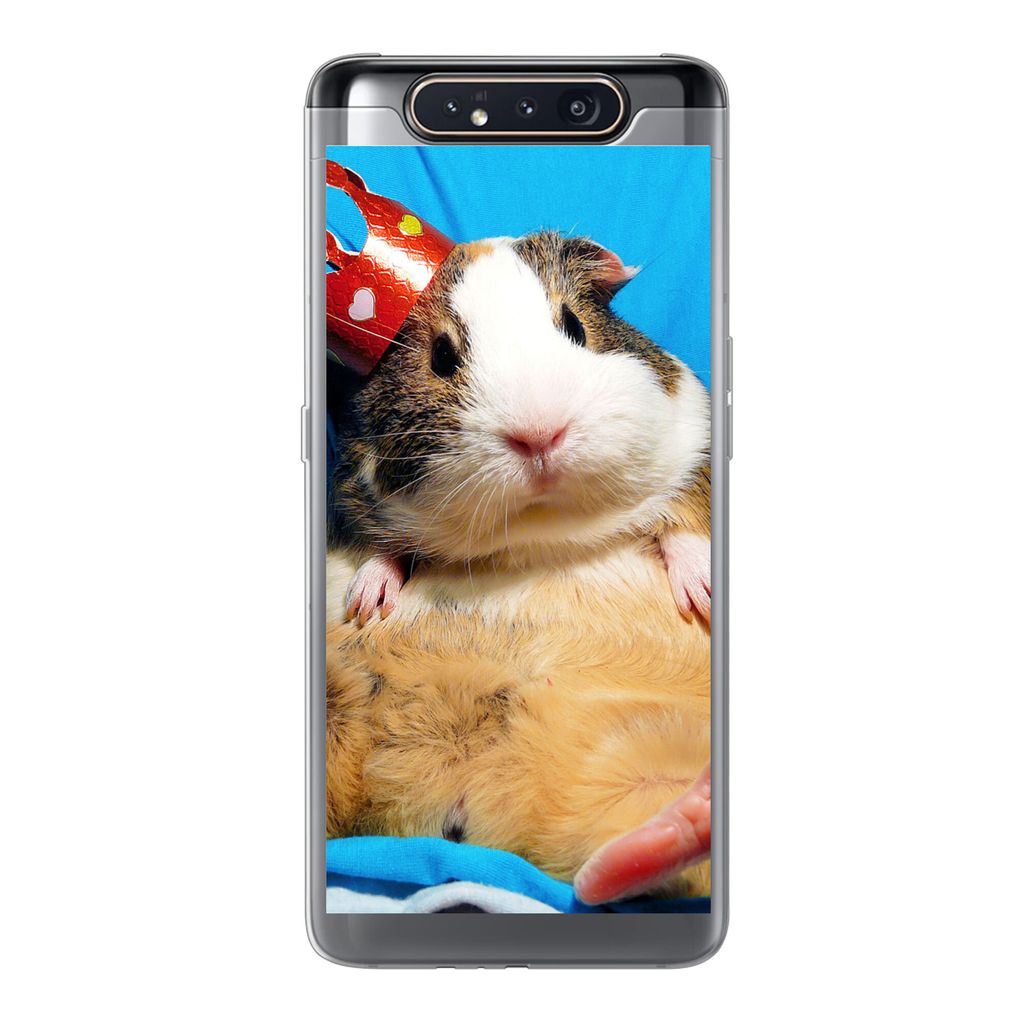 MuchoWow Handyhülle Schutzhülle Hülle für Samsung Galaxy A80 Meerschweinchen - Lustig - Krone - Kinder - Jungen - Mädchen - Kind Silikon Sof...