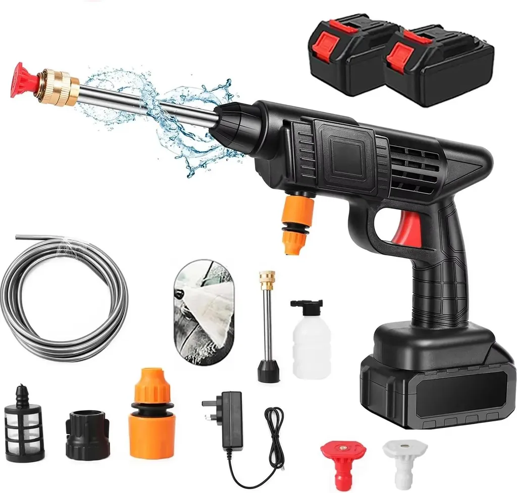 Laveur haute pression nomade à batterie, kit complet avec jet réglable