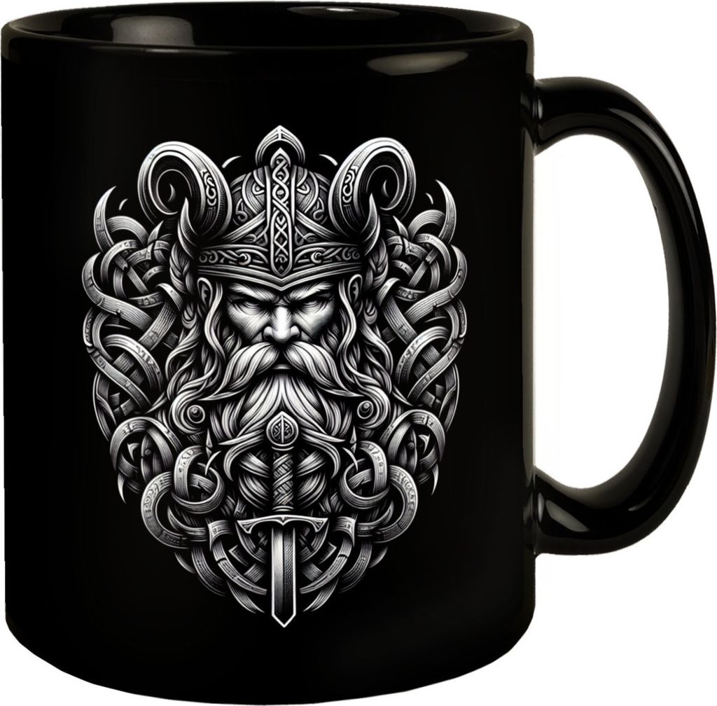 Odin Wikingergott Tasse schwarz in Schwarz Produktbild 