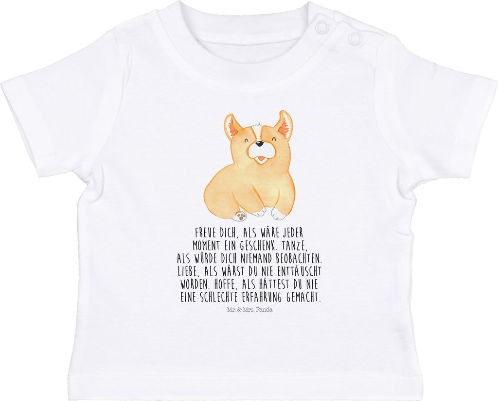Mr. & Mrs. Panda Babyshirt Corgie 12. - 18. Monat - Weiß - Geschenk, Hund, Sprüche, Motivation, Kinder Shirt, T-Shirt, Kleinkind, Lebensfroh, Leb...