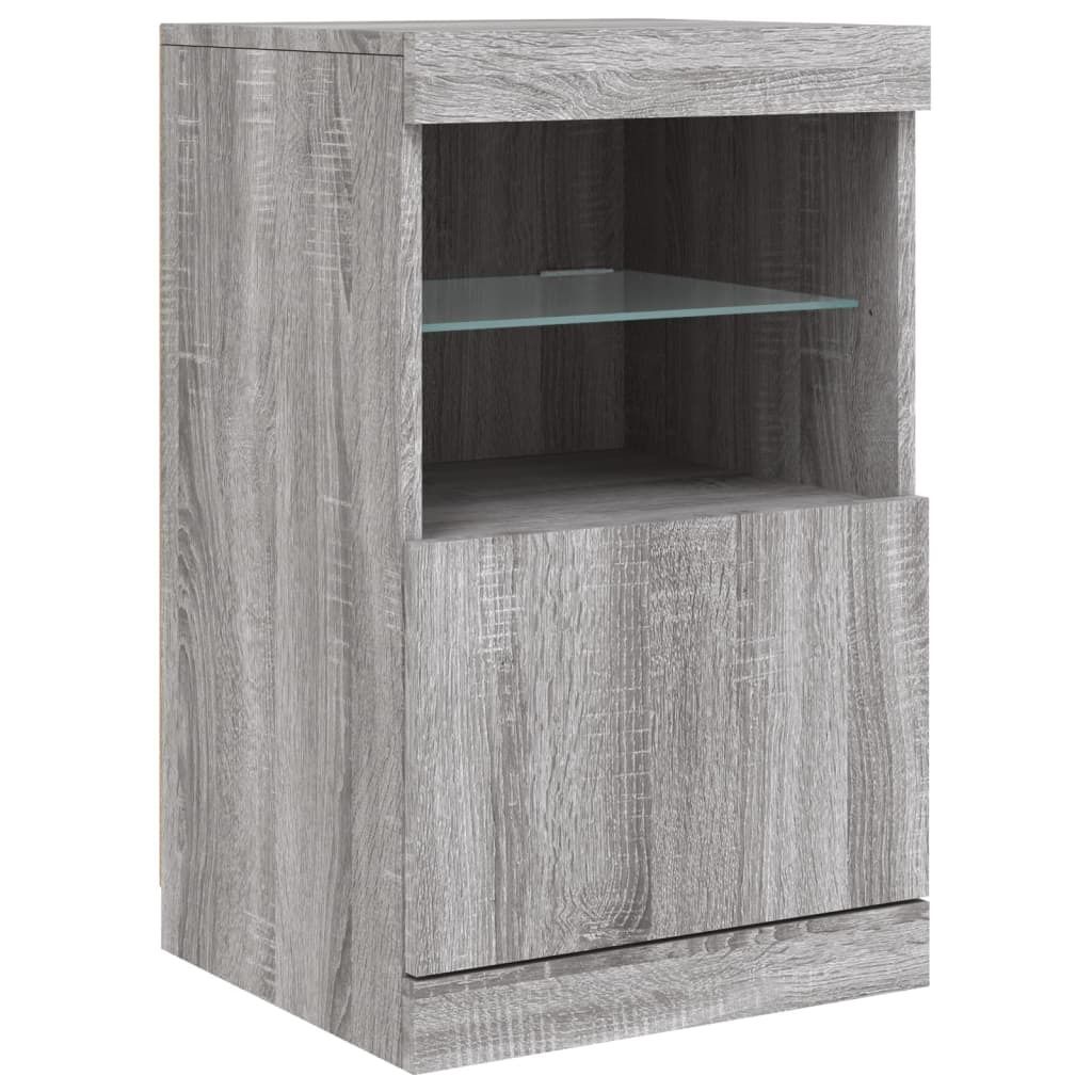 "Springschlussverkauf "Sideboard(1 pcs) - CLORIS - Küchenschrank - Schrank für Esszimmer - mit LED-Leuchten Grau Sonoma 41x37x67cm - Kommoden G...