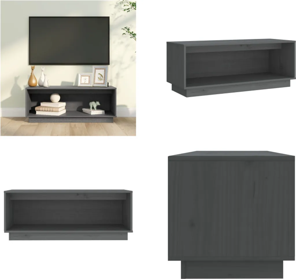 Porta TV Moderno Grigio 90cm in Legno di Pino | Design Minimalista