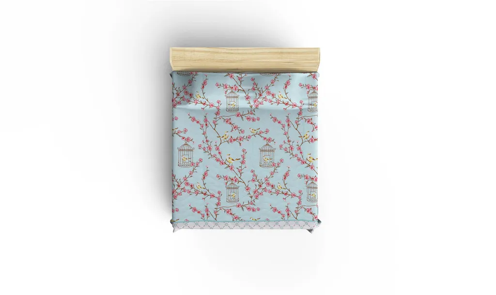 Couverture de Lit Turquoise L'Essentiel en Coton Mélangé Durable