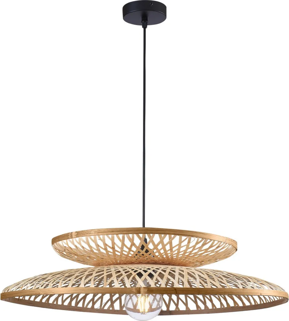 Grand lustre BALI bambou bicolore 120 cm pour éclairage naturel tamisé