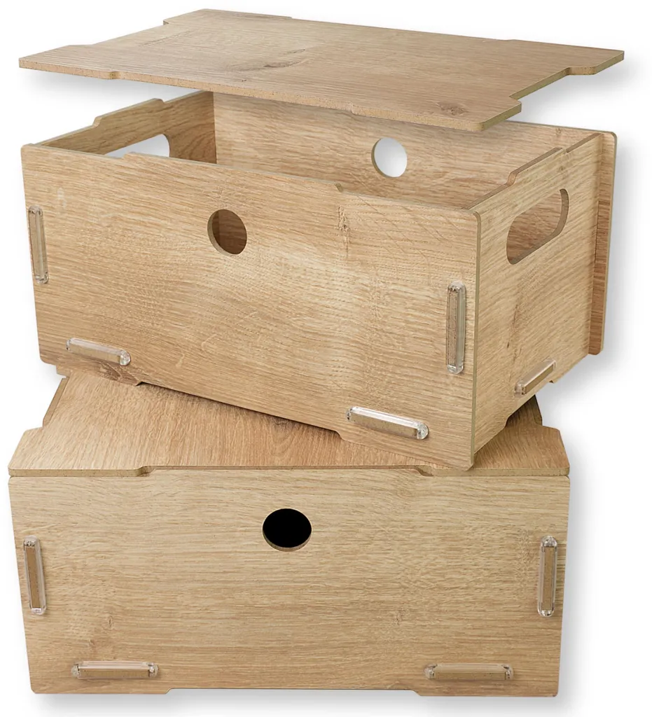 Caisse en bois empilable avec couvercle de protection lot de 2