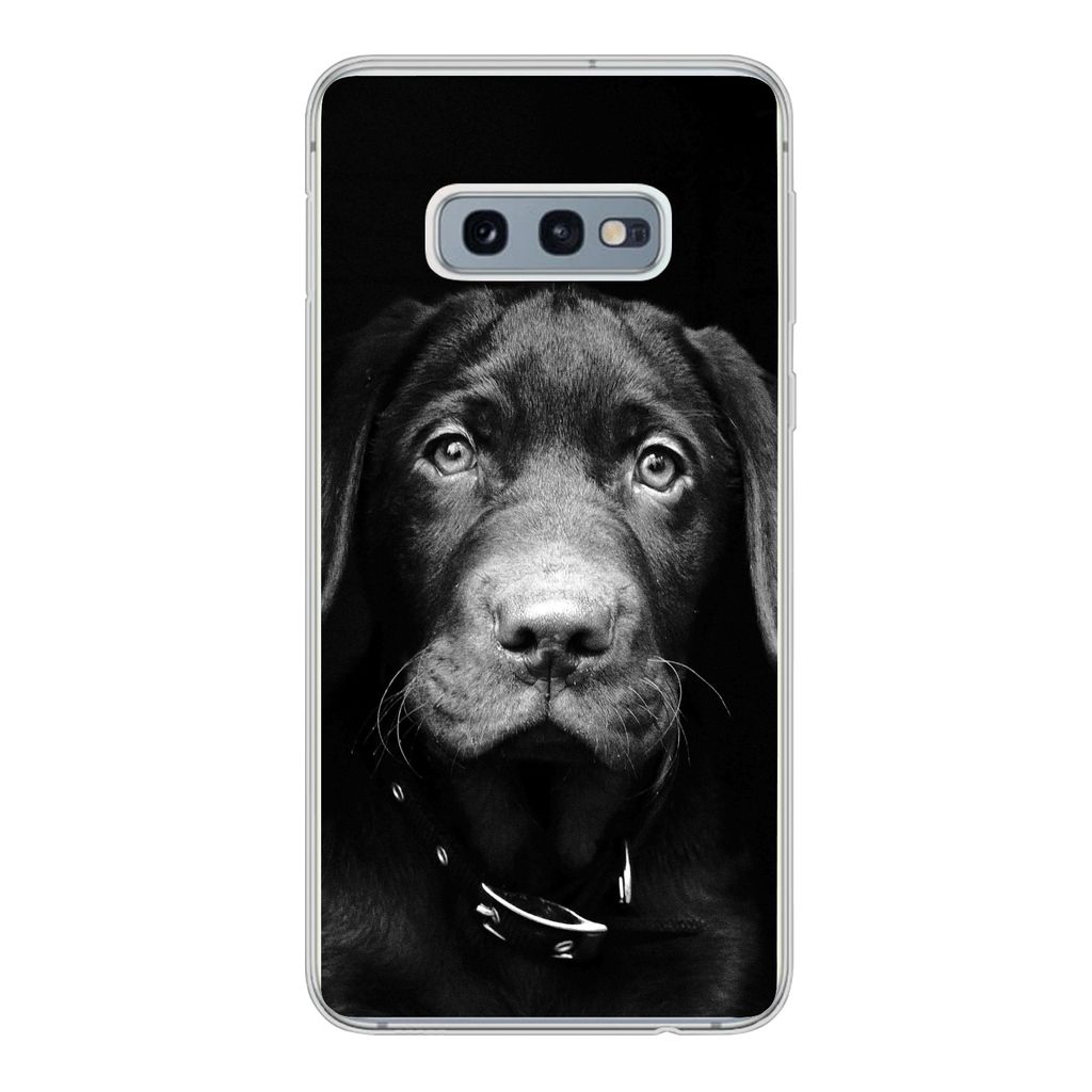 MuchoWow Handyhülle Schutzhülle Hülle für Samsung Galaxy S10e Hund - Leicht - Schwarz Silikon Softcase Handy Hülle - Handy