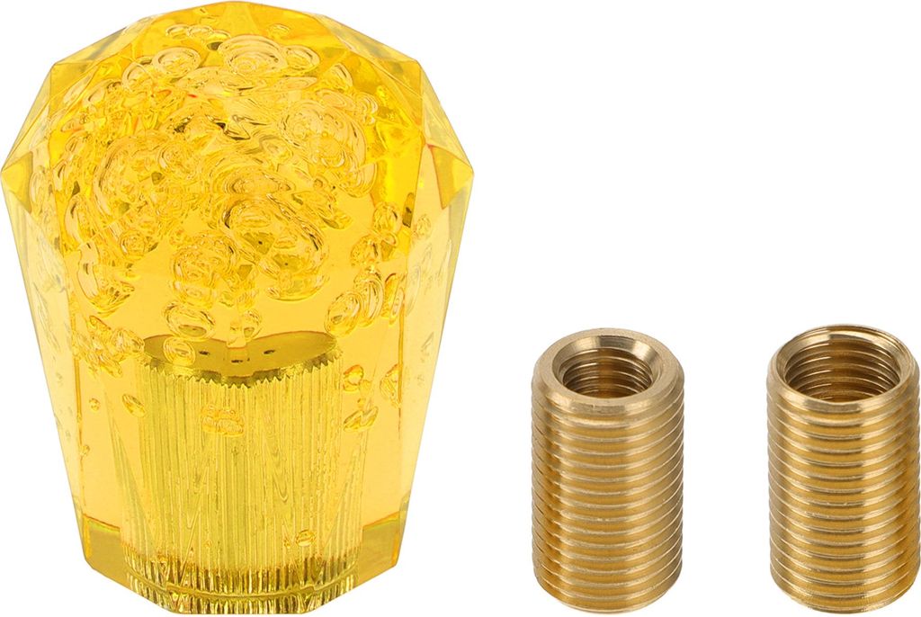 Auto Schaltknauf 6cm | Vorderer Schalthebelknauf Universal fš¹r Automatik- und Schaltfahrzeuge Acryl Gelb mit 2 Adaptern 1 Set