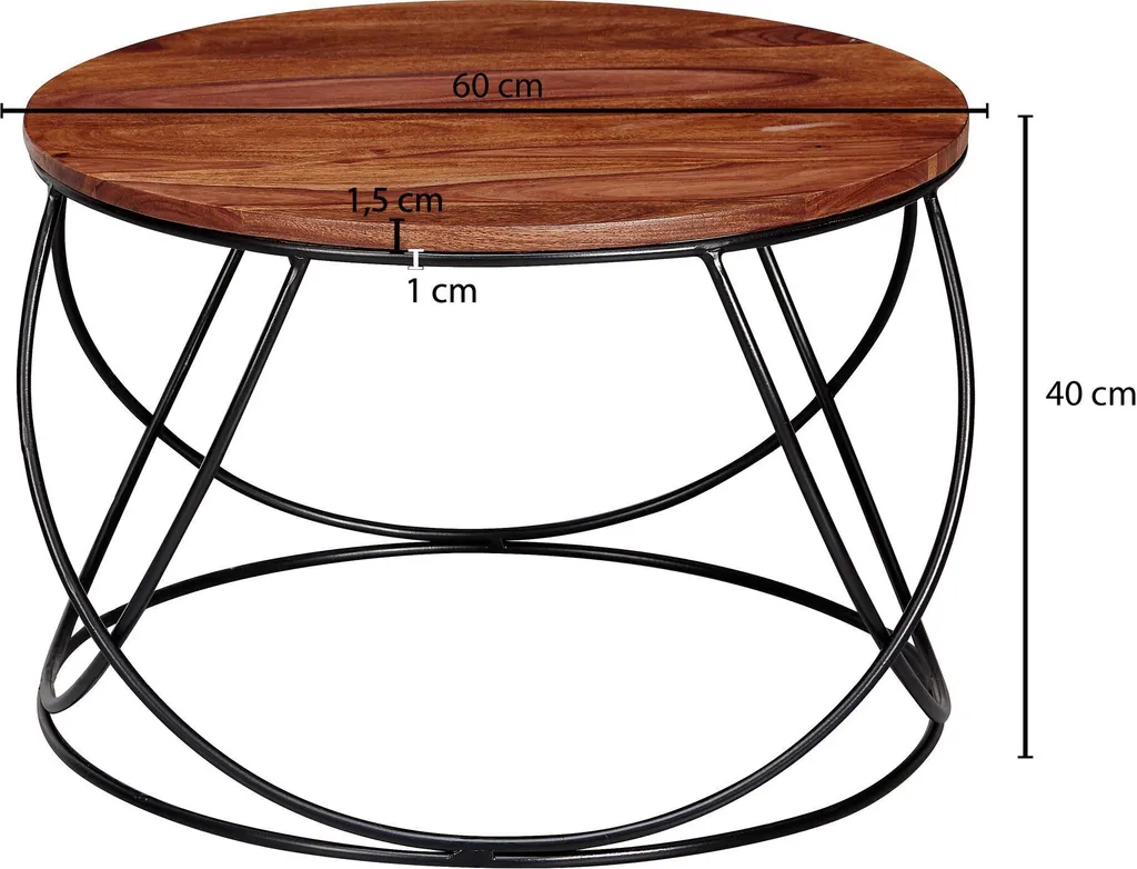 Table basse massive durable et stable en Sheesham pour votre salon - 3