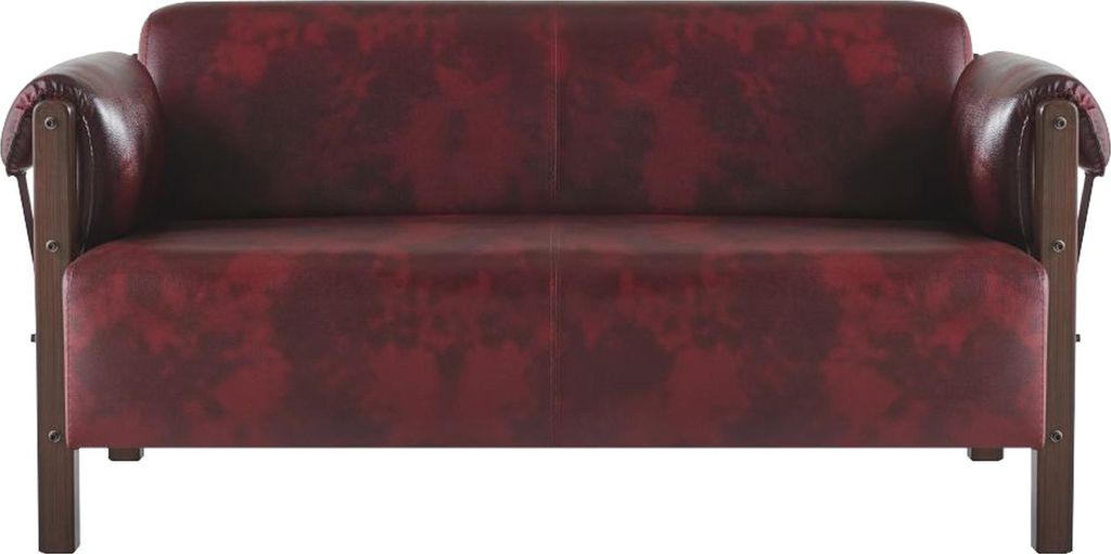 Sofas 2-Sitzer Sessel Bordeaux Modern Holz Weiche Leder Armlehnen Set