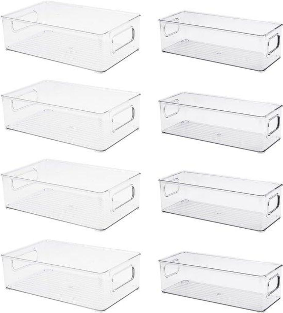 Unyqoos Transparente stapelbare Aufbewahrungsboxen für Kühlschrank- und Schrankorganisation