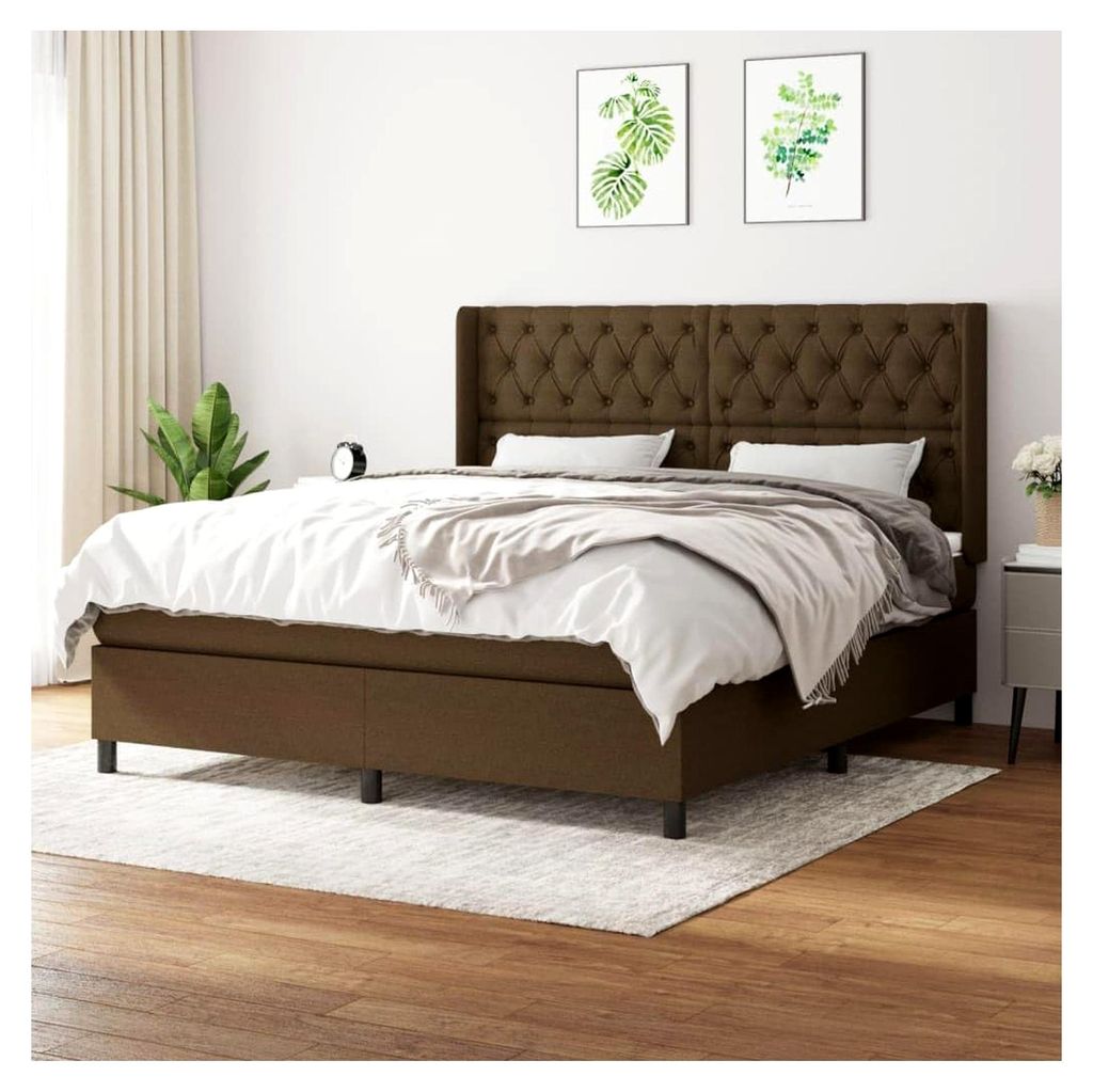 Lattenrost mit Matratze, Dunkelbraun, 160 x 200 cm, Plattformbett mit Lattenhalter, einfache Montage für Schlafzimmer, Erwachsene