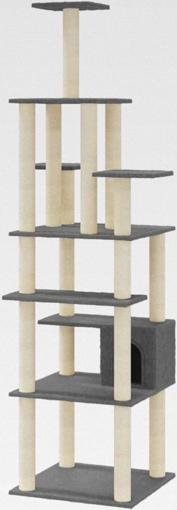 Kratzbaum mit Sisal-Kratzsäulen Dunkelgrau 183 cm Katzenmöbel für kleine und große Katzen