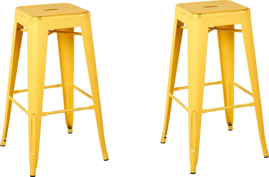 Tabouret de Bar Métal Jaune Or 76 cm : Solution d'Assise Robuste et Empilable