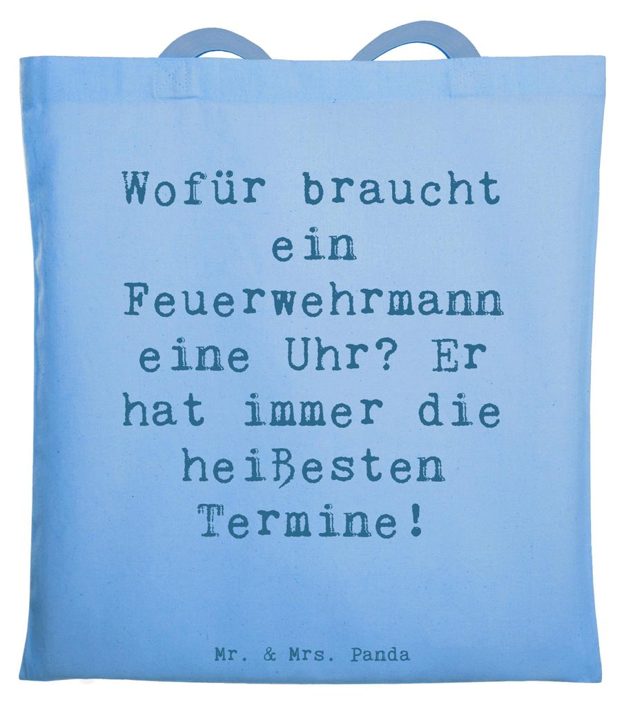 Mr. & Mrs. Panda canvas tasche Spruch Feuerwehrmann Termine - Sky Blue - Geschenk, Beruf, personalisierte Geschenke, für, kreative, Brandschutz, F...