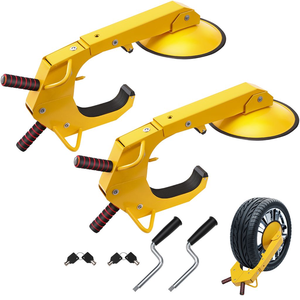 VEVOR Radschloss Autokralle 2 Stk.Reifenschloss, Passend für 160-380 mm Raddurchmesser Anti-Diebstahl, Anhänger-Radkralle mit 30 cm Saugnapf, Par...