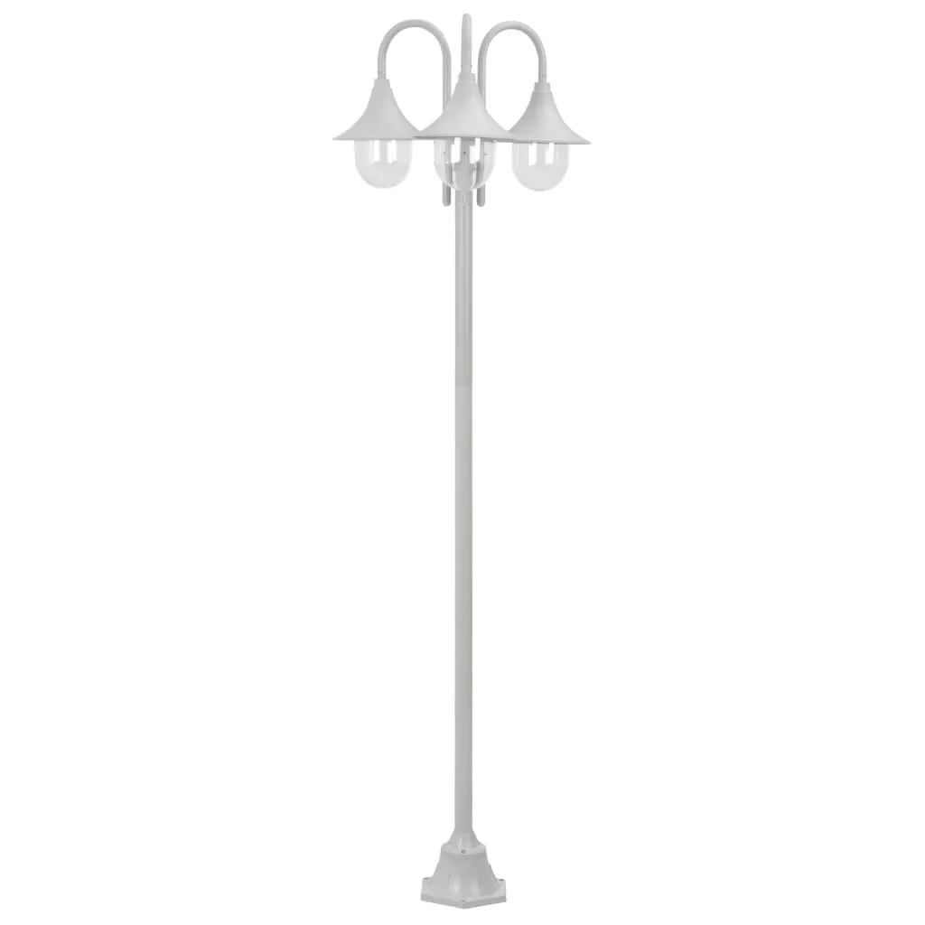The Living Store Borne d'éclairage blanc 220 cm aluminium 3 lanternes E27