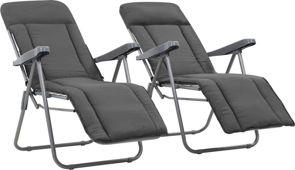 Klappbare Gartenstühle mit Polstern 2 Stk. Grau
