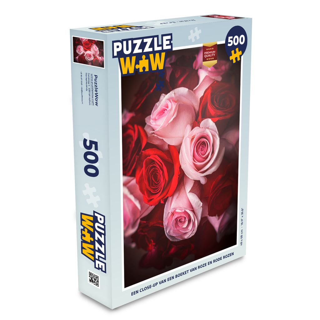 MuchoWow Puzzle 500 Teile Nahaufnahme eines Straußes aus rosa und roten Rosen - Denken - Spiel - Toy