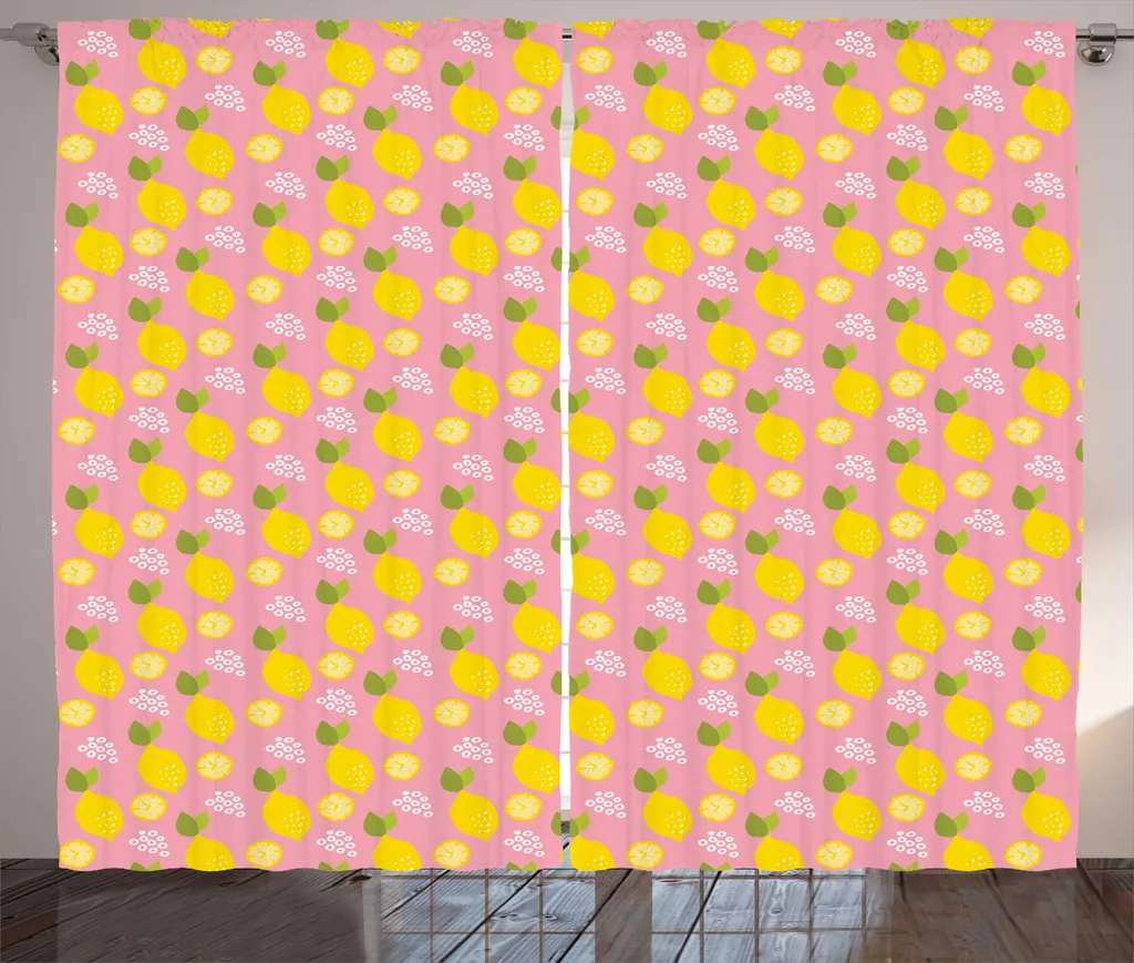 Rideaux Citron ABAKUHAUS 280x225cm avec Boucles et Crochets Jaune Vert