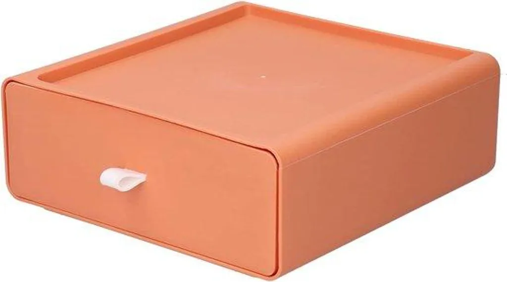 Boîte à bijoux grande capacité orange avec miroirs et tiroirs XL