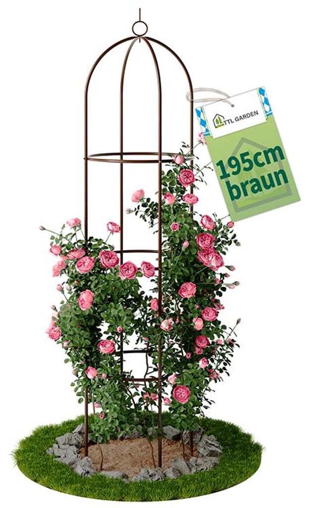 TTL GARDEN Rankhilfe Obelisk XL 195x40cm braun – Rankgitter Produktbild 