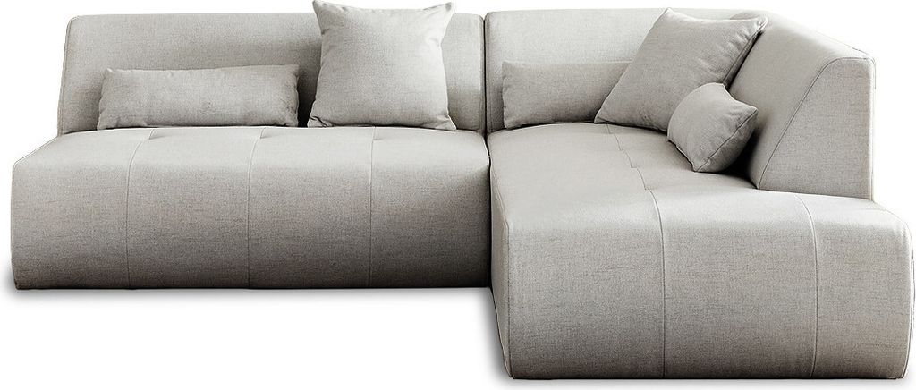 Lisa Design Onyx, modulares 5-Sitzer Ecksofa rechts, aus Stoff , Hellgrau