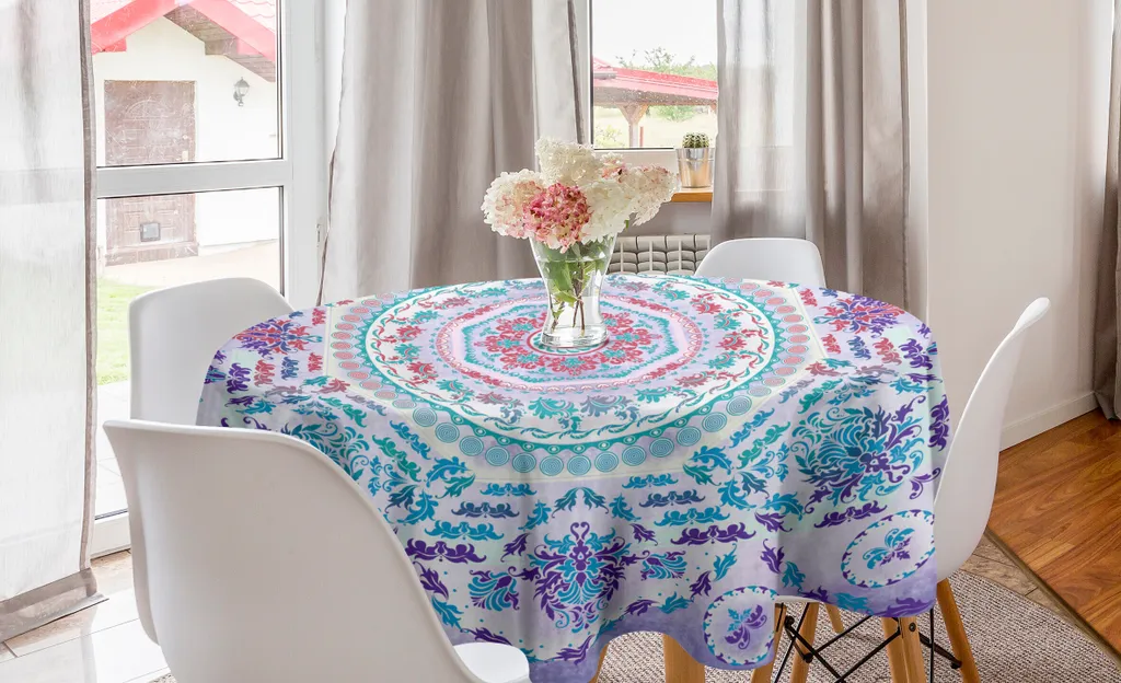 Tovaglia Circolare Mandala 150 cm ABAKUHAUS | Decorazione Turchese