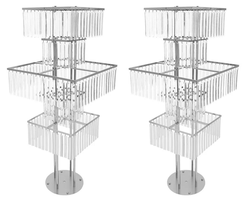 Support de Table pour Fleurs à 5 Niveaux Réglables en Argent - Lot 2