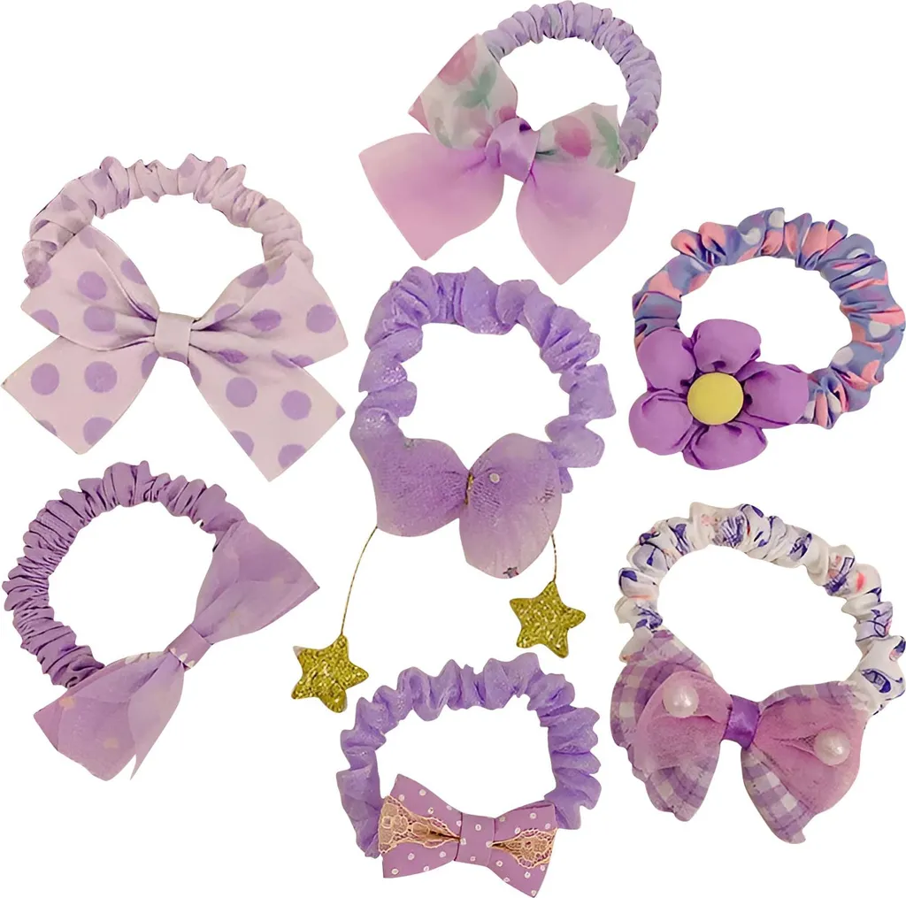 7 Elastici Capelli Fiocco Principessa: Colorati e Super Morbidi