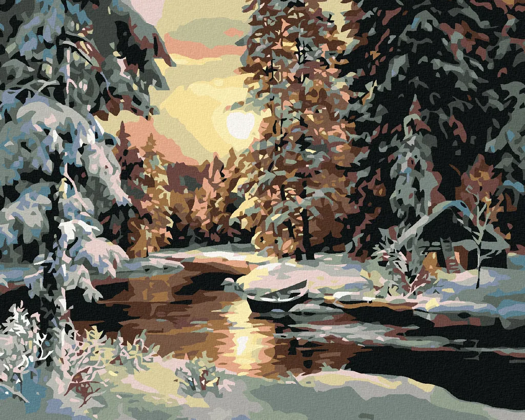Zuty Diamond Painting Tramonto sul Bosco 40x50 cm con Telaio in Legno
