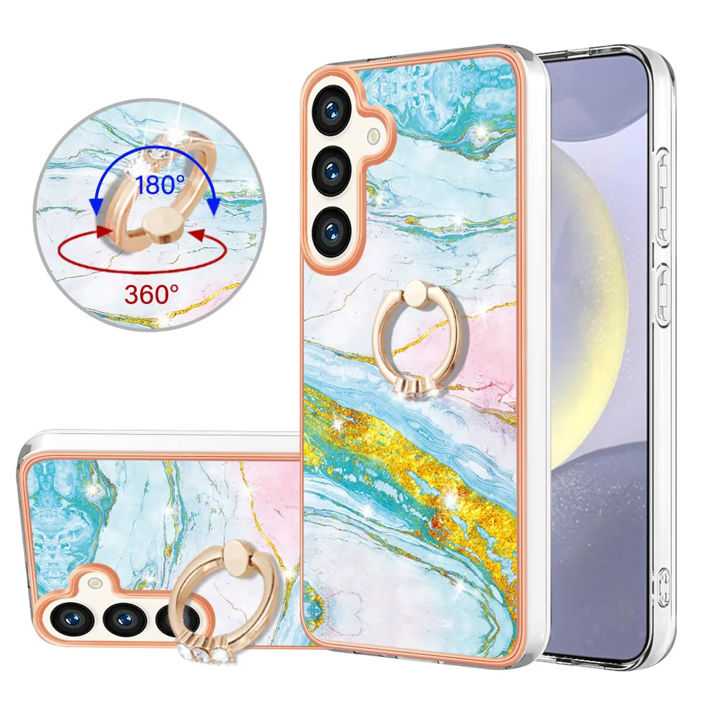 Custodia Luxury Marmo Blu per Samsung S25 - Edizione Limitata con Ring - 1