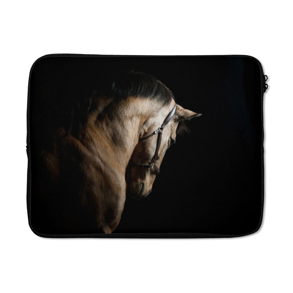 MuchoWow Laptop Hülle 14 ZollPferde - Halfter - Schwarz Laptoptasche - Laptoptasche - Stoßsicher - Schutzhaube