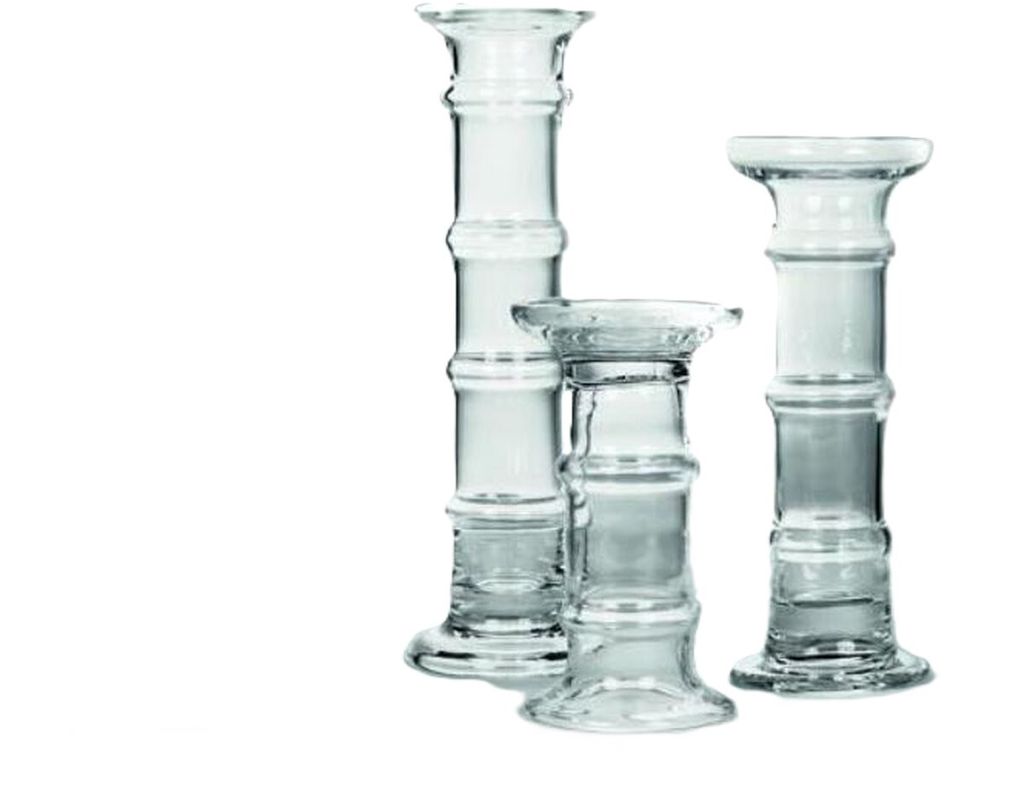 DBT Kerzenständer-Kerzenhalter Vase Glas D 11cm H 20cm (im Foto mittig)