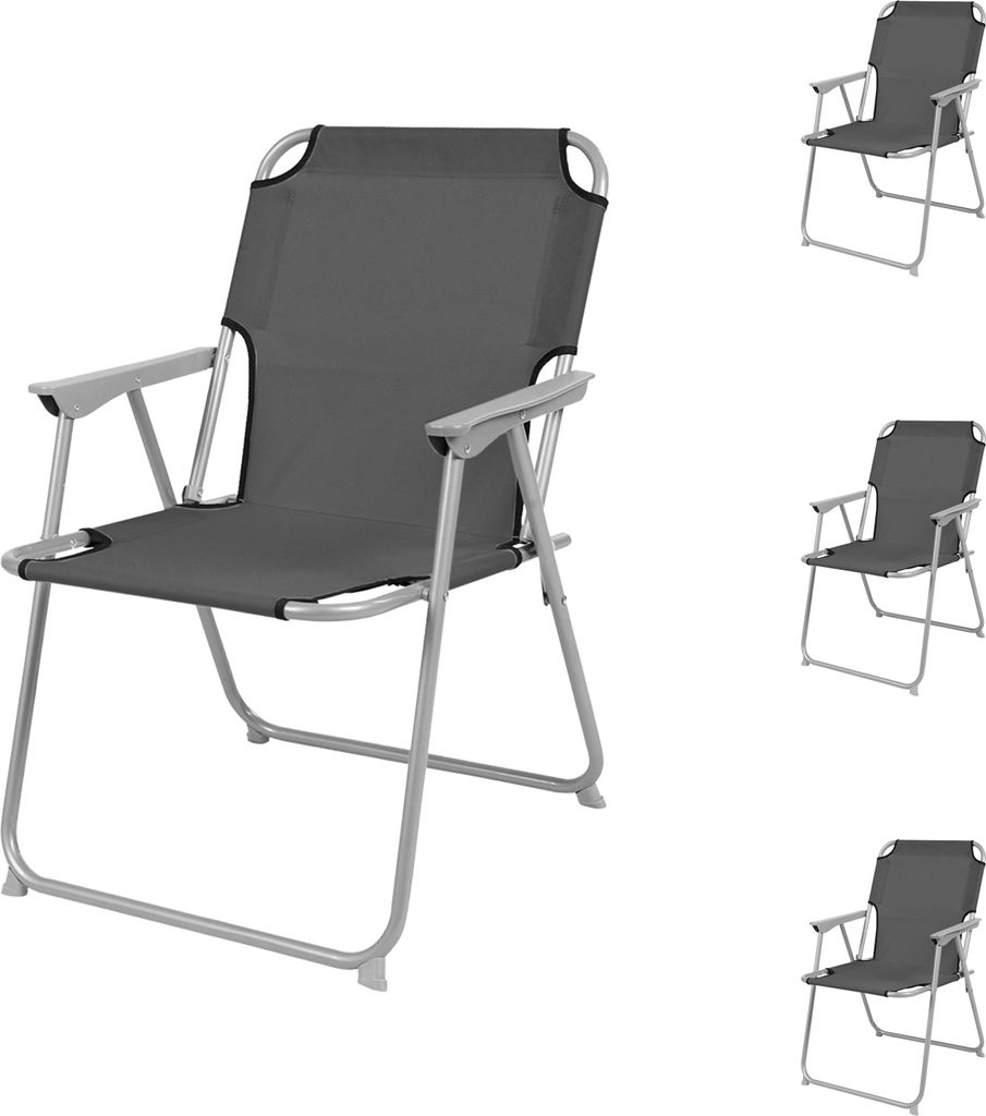 4 Stück Campingstuhl Stoff Oxfort Metall Anthrazit