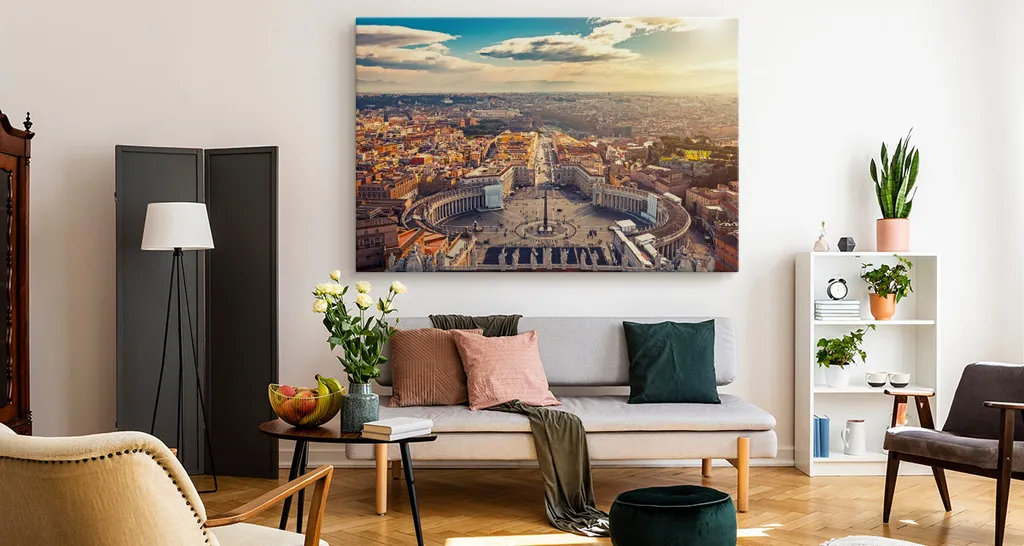 Poster Roma Basilica San Pietro 70x50 cm Quadro su Tela Panorama - 2